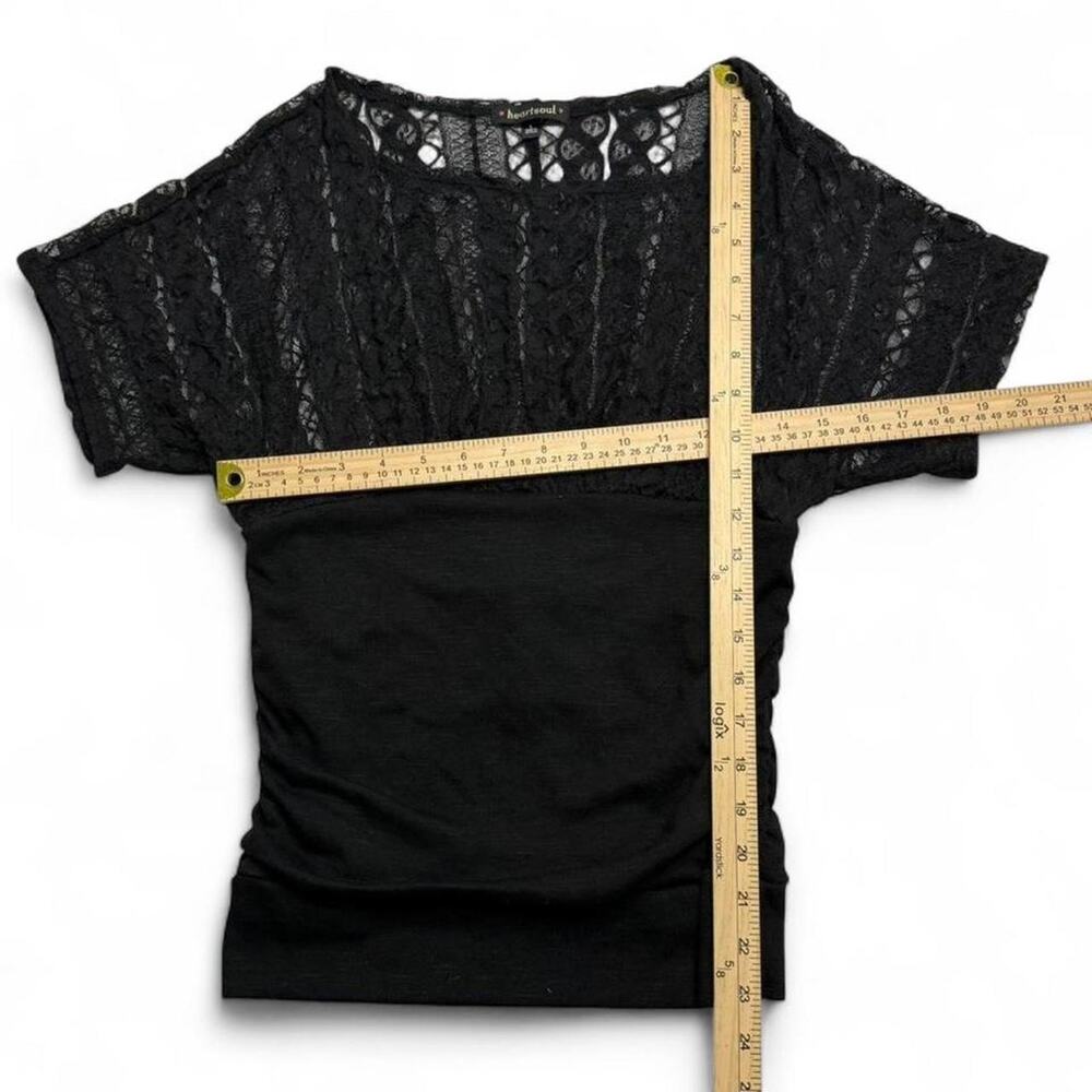 Black Lace 2000s Core Heart Soul Y2K Fitted Top size large grunge - Picture 3 of 7